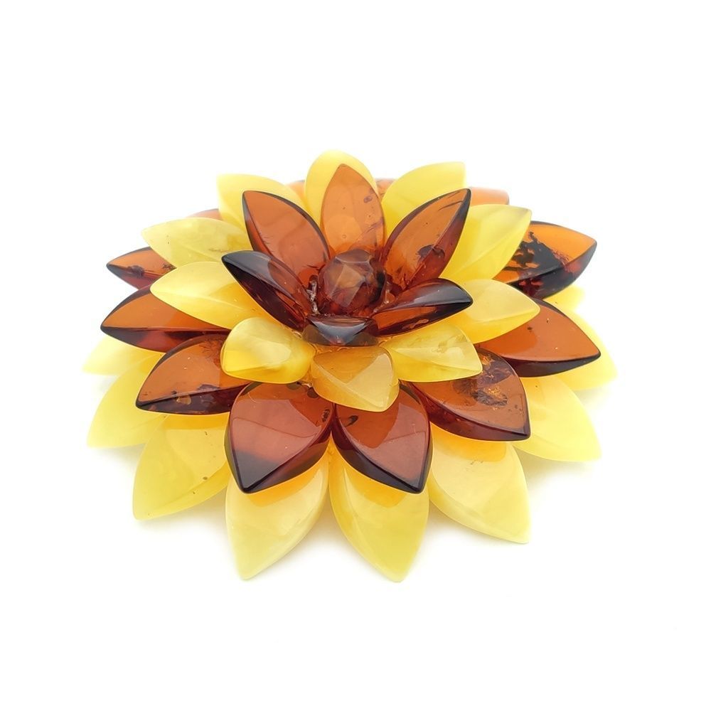 Брошь-кулон "Лотос" янтарь