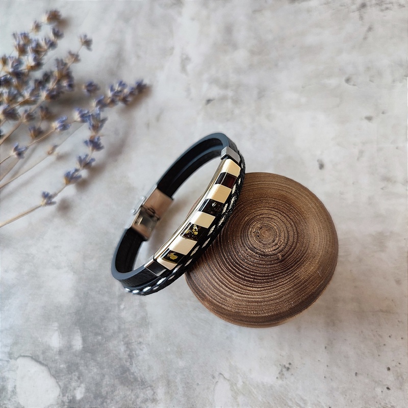 Браслет на кож. ремешке, янтарь 3501419852 (3)