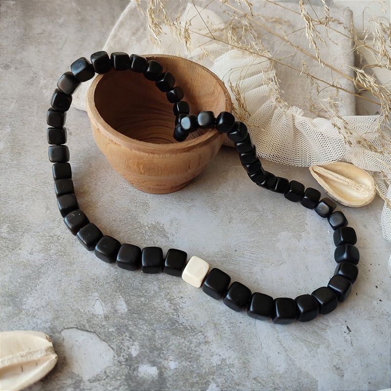 Бусы "Куб" янтарь, мамонт