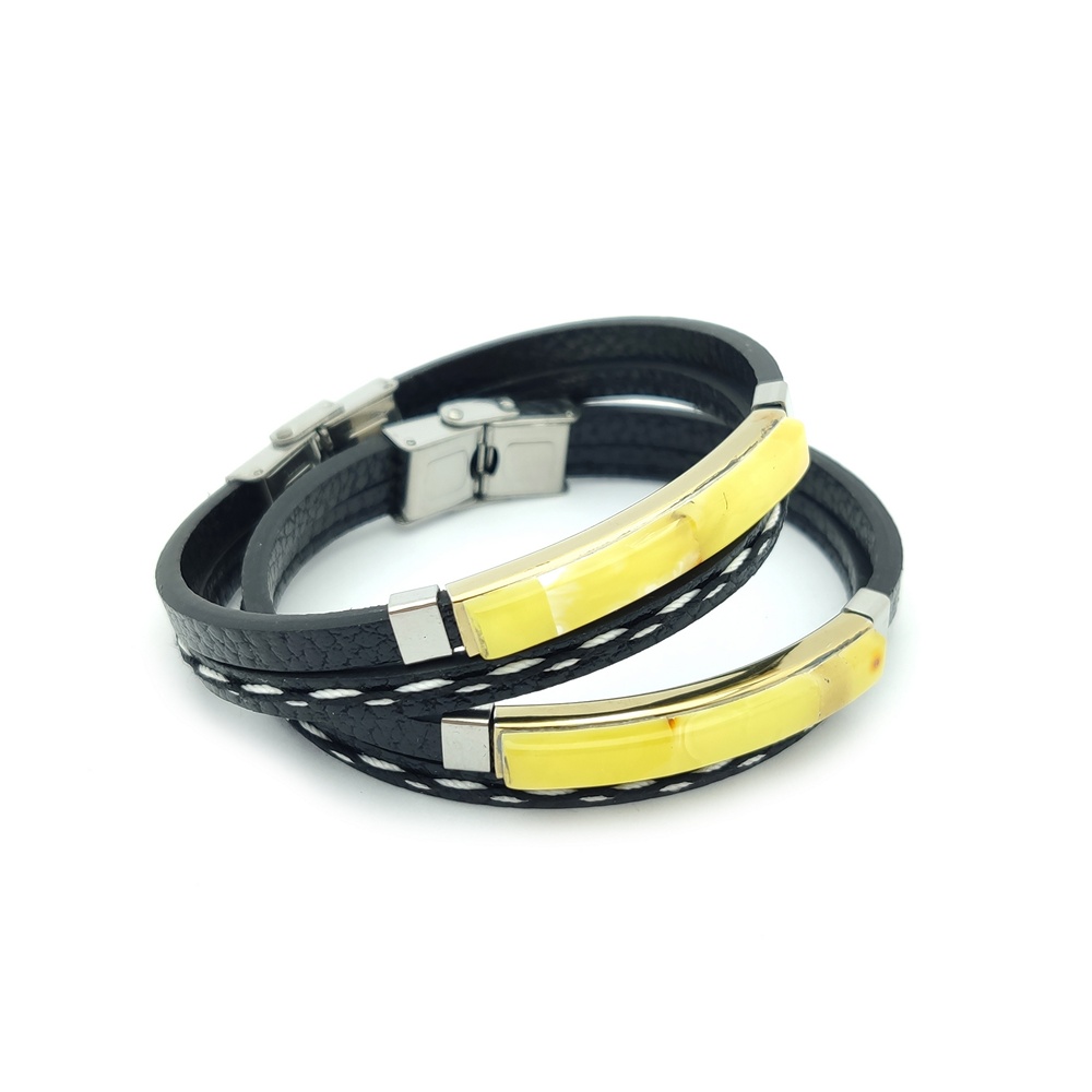 Браслет на кож.ремешке, янтарь 3301419862