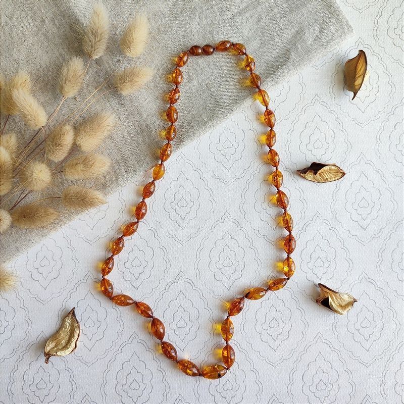 Бусы "Оливка" из янтаря