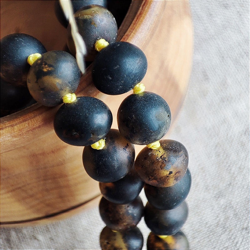 Бусы "Горошек" янтарь