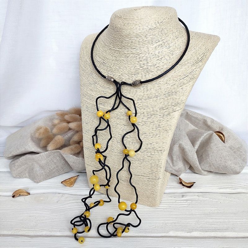 Колье "Водопад" Янтарь