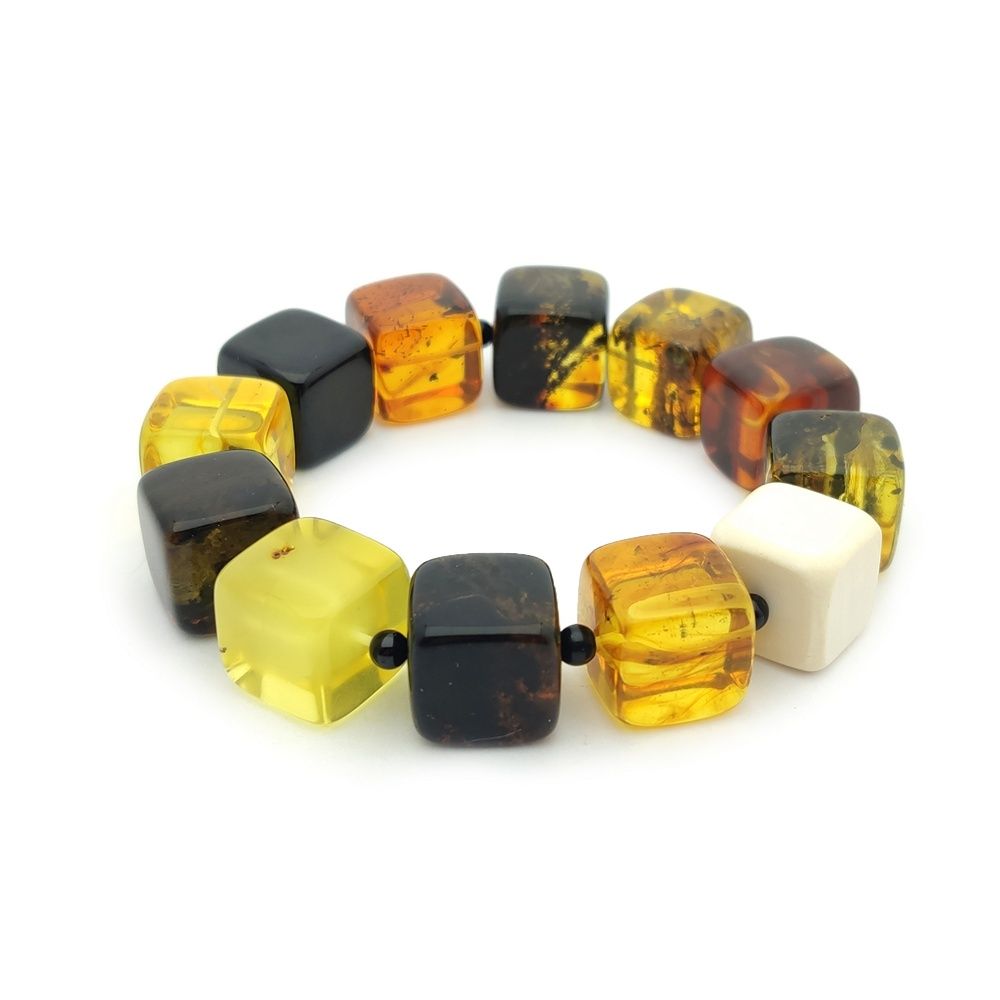Браслет "Куб", янтарь, мамонт