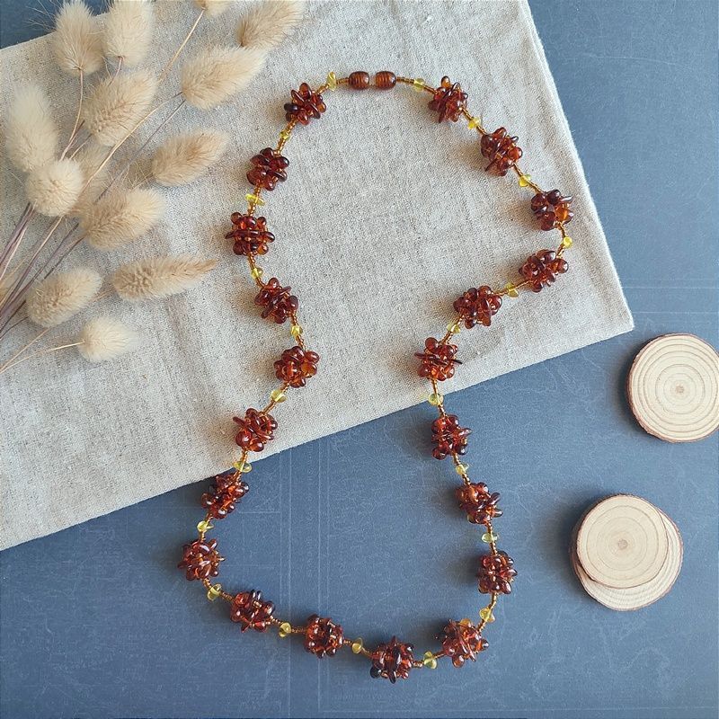 Бусы "Шишечки" янтарь