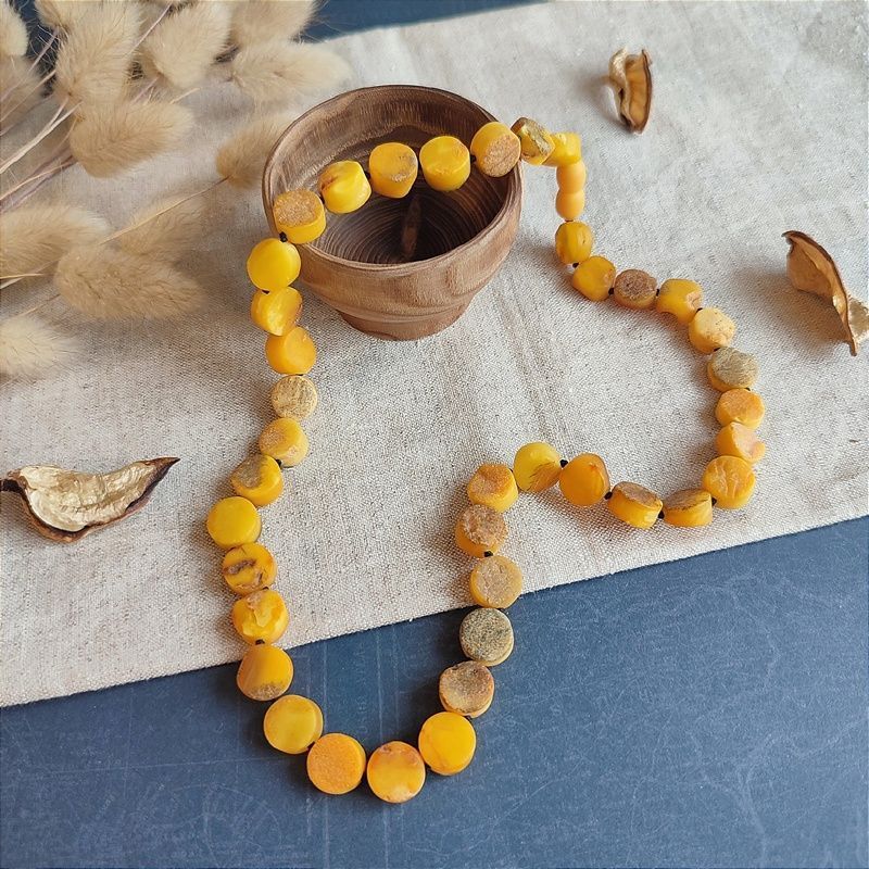 Бусы "Таблетка" из янтаря